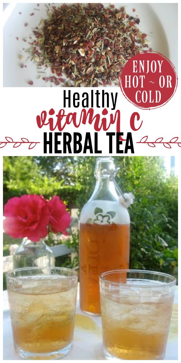 Healthy Vitamin C Herbal Tea is high in vitamin C and bioflavonoids. It’s refreshing on a hot summer day and great to have on hand during cold and flu