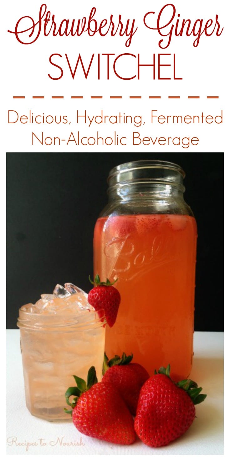Strawberry Ginger Switchel is a delicious, refreshing, easy-to-make fermented beverage. | Recipes to Nourish | Healthy beverages | Healthy drinks | Fermented drinks | Fermented beverages | Easy beverages | Non-alcoholic beverage | Summer beverages || #healthybeverages #fermentedbeverages