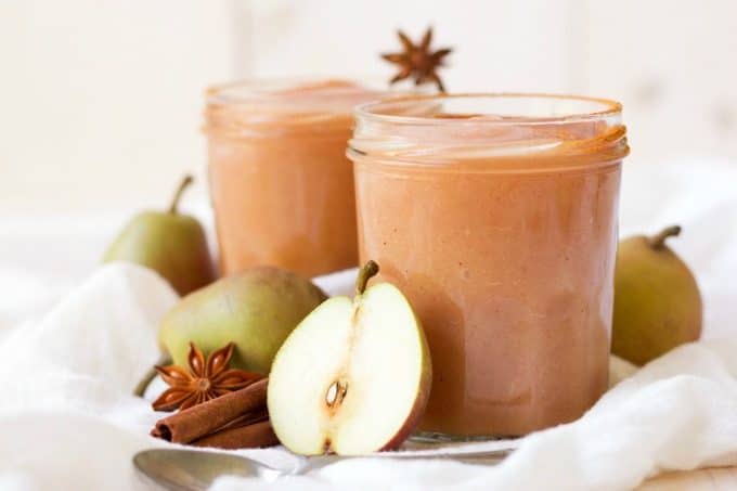 3 Minute Sugar Free Instant Pot Pear Applesauce is pure perfection! Skip the store-bought applesauce and enjoy this delicious, easy to make seasonal bliss instead. It's Paleo friendly, dairy free and can be flavored with chai spices or traditional sweet cinnamon. | Recipes to Nourish