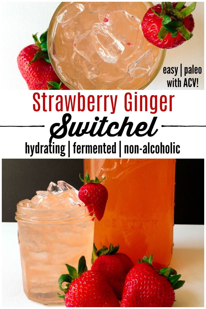 Strawberry Ginger Switchel is a delicious, refreshing, easy-to-make fermented beverage. | Recipes to Nourish | Healthy beverages | Healthy drinks | Fermented drinks | Fermented beverages | Easy beverages | Non-alcoholic beverage | Summer beverages || #healthybeverages #fermentedbeverages #strawberries