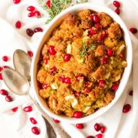 Homemade Gluten Free Apple-Cranberry-Herb Cornbread Stuffing